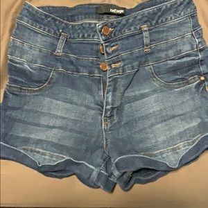 High waisted button up shorts